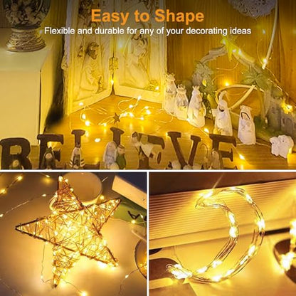 btfarm 24 Pack Fairy Lights Battery Operated Twinkle Lights with 3 Modes | 7Ft 20 Led String Light, Waterproof Bulk Small Mini Silver Wire for Christmas Mason Jars Wedding Table Centerpiece,Cool White - color: Warm White, size: 24 Pack