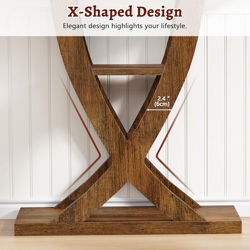 FAVOOSTY Entryway Table, 3 Tier Hallway Table, Console Tables for Living Room, Narrow Entrance Table with Storage, Sofa Table Behind Counch, Accent Table for Entry Foyer, Rustic Brown - color: Brown