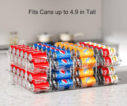 Stackable Soda Can Organizer for Pantry or Fridge, Holds 48 Cans | Heavy-Duty, Clear PET, Space-Saving Drink Organizer, Gravity Rolling, Pop can & Food can Dispenser/Storage/Container - size: 2 Pack