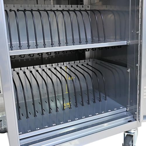 30-Device Mobile Charging Cart Station for Tablets & Laptops ,Secure Storage & Fast Charging,Heavy-Duty Steel Construction with Locking Wheels & Cable Management,Ideal for Schools & Offices，sliver - color: Silver
