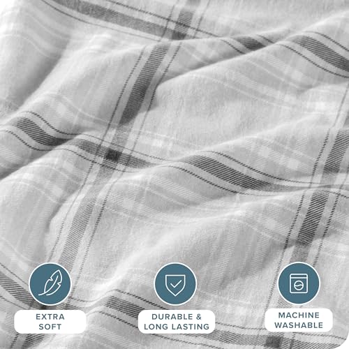 Bare Home Flannel Duvet Cover Set (Twin/Twin XL, Glencoe Tartan Plaid) | 100% Cotton, Velvety Soft, Heavyweight, Premium Flannel, Double Brushed, Includes Sham Pillow Cover - color: 16 - Tartan Plaid (No Comforter), size: Twin/Twin XL