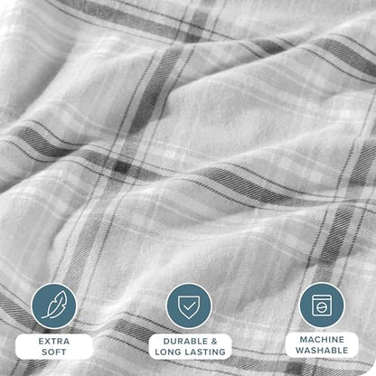 Bare Home Flannel Duvet Cover Set (Twin/Twin XL, Glencoe Tartan Plaid) | 100% Cotton, Velvety Soft, Heavyweight, Premium Flannel, Double Brushed, Includes Sham Pillow Cover - color: 16 - Tartan Plaid (No Comforter), size: Twin/Twin XL