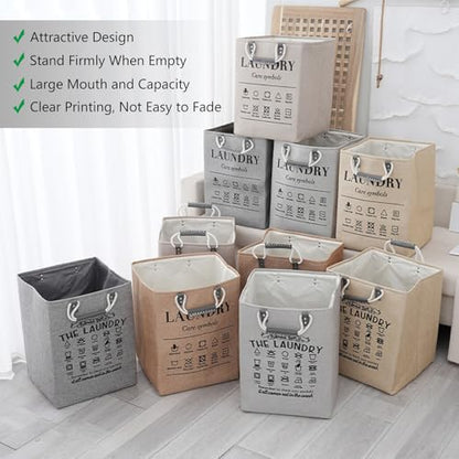 Small Laundry Basket, 50L Foldable Laundry Hamper Organizer with Handles, Fashion Portable Laundry Basket in Bedroom, Laundry Room, Closet, Bathroom, College Dorm (Light Gray) - color: Light Gray