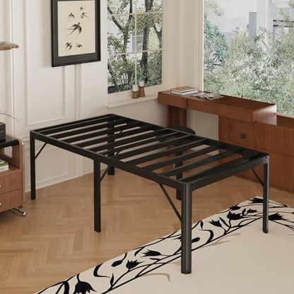 Yicensen 22 Inch High Twin Bed Frames with Rounded Corner Legs, Heavy Duty Metal Twin Size Platform Bed Frame No Box Spring Needed, Easy Assembly, Noise Free, Black - size: Twin, style: 22 Inch