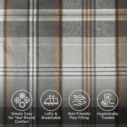 Intelligent Design Plaid Lodge Modern Tan/Gray Queen Duvet Cover Set, 3pc | Bedding Full Size, Girls Bedroom, Casual, Lightweight, All-Season, Machine Washable, Easy Care, Cozy, Breathable - color: Tan/Gray, size: F/Q Duvet Cover