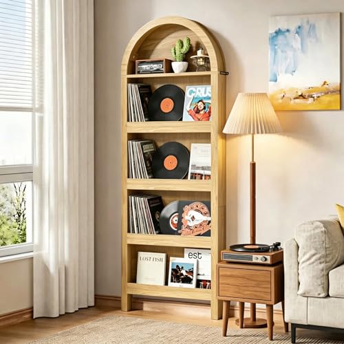 Narrow Tall Wall Mounted Bookshelf for Living Room Bedroom (Light Wood) - color: Light Wood
