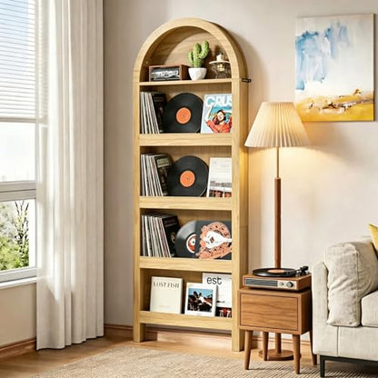 Narrow Tall Wall Mounted Bookshelf for Living Room Bedroom (Light Wood) - color: Light Wood