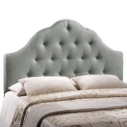 Modway Sovereign Tufted Button Linen Fabric Upholstered Queen Headboard in Gray - color: Gray, size: Queen