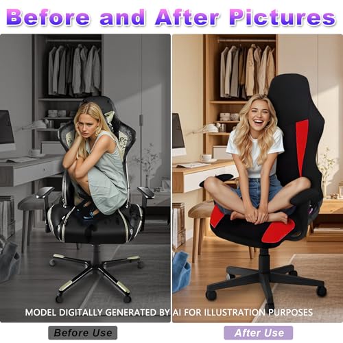 Gaming Chair Covers Only,Stretchable Fit Thick Breathable Mesh | Cat Scratch Proof,Scratch Resistant,Soft,Gaming Chair Seat Cover with 2Pcs Armrest Slipcovers(Black-red,Style 2) - color: Black-red, size: Style 2