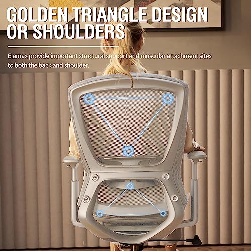 Mesh Office Chair,Ergonomic Computer Desk Chair,Sturdy Task Chair- Adjustable Lumbar Support & Armrests,Tilt Function,Comfort Wide Seat,Swivel Home Office Chair (Grey Frame Grey Mesh) - color: Grey Frame Grey Mesh