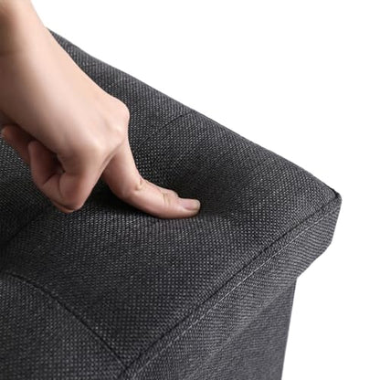 Storage Ottoman Bench Foldable Footrest Foot Stool, 16" Fabric Beige - color: Beige, size: 15.75"