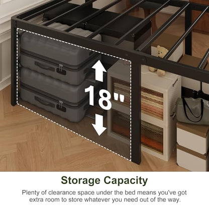 Yicensen 20 Inch Full Bed Frame Heavy Duty Full Size Platform Bed Frame with Rounded Corner Legs No Box Spring Needed, Easy Assembly, Noise Free, Black. - size: Full, style: 20 Inch
