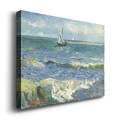 Renditions Gallery Seascape at Saintes-Maries by Vincent Van Gogh Printed, Famous Painting Reproduction, Premium Gallery Wrapped Canvas Print, Ready to Hang, 8 in H x 12 in W, Made in America Art - color: Seascape at Saintes-maries, size: 12"L x 8"W