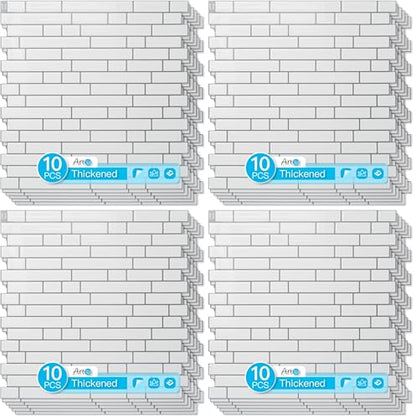 Art3d 10-Sheet Heavy-Duty Peel and Stick Backsplash, Waterproof Wall Tiles Stick on Kitchen Backsplash Living Space, White with Gray Grout (Pack of 4) - color: White with Gray Grout, size: 12 x 12 Inch (Pack of 4)