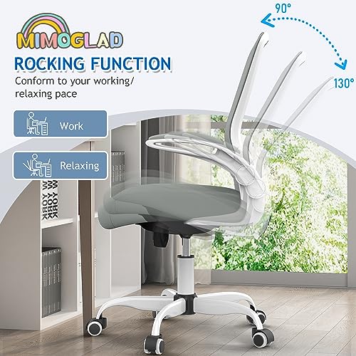 Mimoglad Ergonomic High Back Mesh Office Chair, Adjustable Lumbar Support, Thickened Seat Cushion (Modern, Moon Gray) - color: Moon Gray
