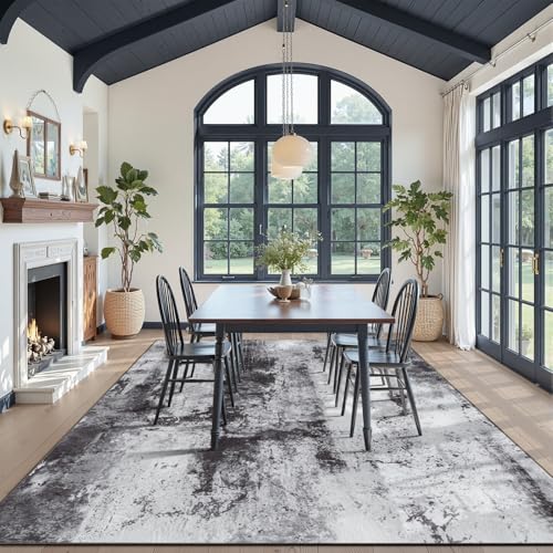Toneed Abstract Area Rug 6x9 Modern Washable Rug Soft Non Slip Rug Low Pile for Bedroom Living Room Dining Room Slate Grey - color: Slate Grey, size: 6' x 9' (Rectangular)