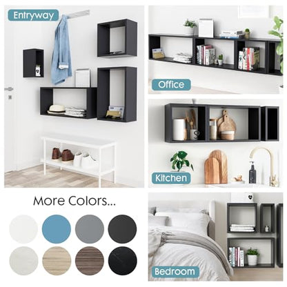 Wall Mount Shelf Set of 4, Floating Cube Shelves for Space Discovery Home and Commercial Use, Large Size Shelves Set, Black - color: Black, size: Set4