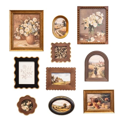 Mixed Shape Vintage Picture Frame Set | 10 Pack Decorative Frames for Home Gallery Wall & Tabletop Display - size: 10PCS