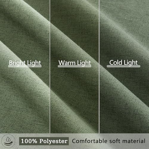 Linen Blackout Curtains 60 Inch Long 2 Panels Set, Olive Green | Room Darkening, Thermal Insulated, Noise Reducing, Suitable for Bedroom, Living Room, Kitchen, Linen Textured, Rod Pocket - color: Olive, size: 50"W x 60"L (Pack of 2)