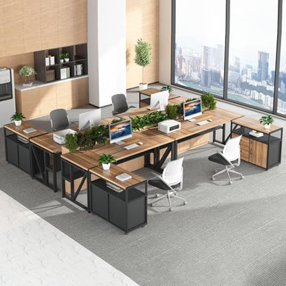 Tribesigns 63" Executive with Drawer Cabinet, L Shaped Desk and Lock lateral File Cabinet, 2 Piece Home Office Furniture Set with Drawers for Hanging File, (Brown, 63 inches) - color: Brown, size: 63 inches