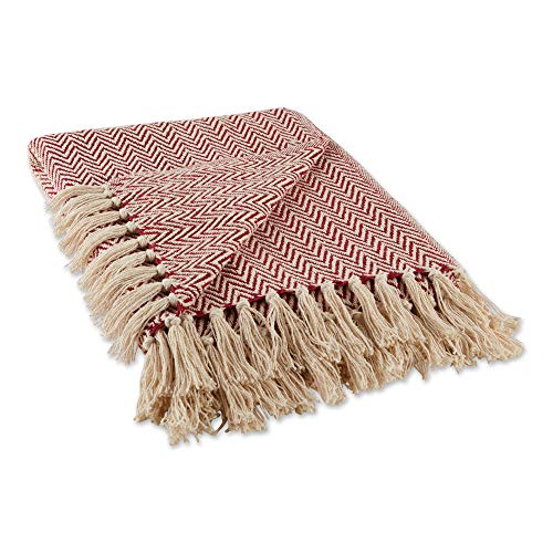 DII Chevron Throw Collection Handloomed Cotton, 50x60, Barn Red - color: Barn Red, size: 50x60"