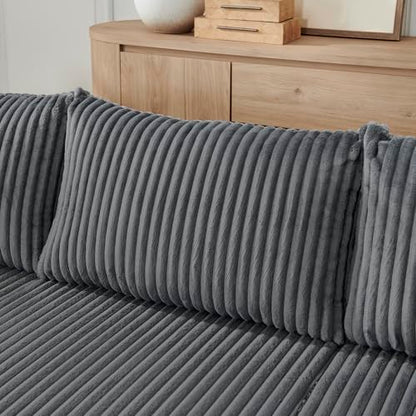 Compact Modular sectional,Compressed Corduroy Sofa with Modern Minimalist Style, Ultra-Comfy Compression Modular Sofa with Space-Saving Efficient Design-Gray