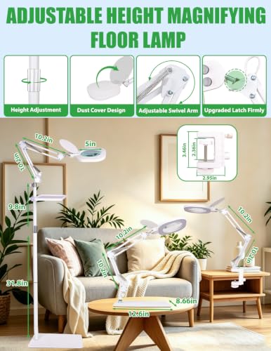 3-in-1 LED Magnifying Light Real Glass Lens Adjustable Light for Beauty & Precision Work - size: 3 in 1 Lighted Magnifiers(White)Pro