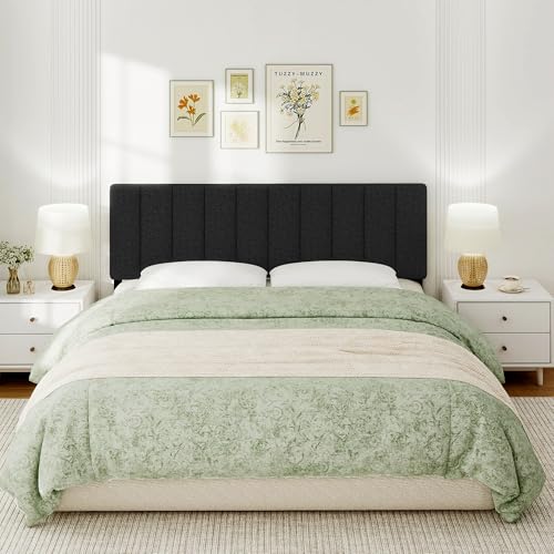 King Size Headboard Only, Height Adjustable Linen, Black - color: Linen-black, size: King/California King