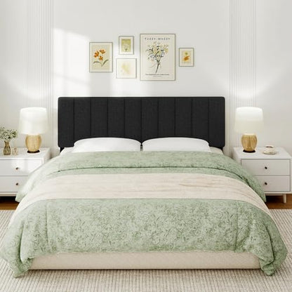 King Size Headboard Only, Height Adjustable Linen, Black - color: Linen-black, size: King/California King