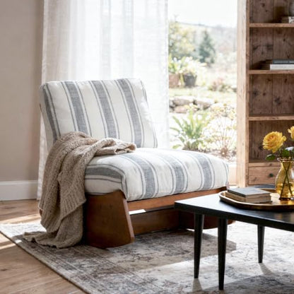 Armless Rocking chair, Upholstered Glider Lounge Chair, Gray Stripe | Comyf Chenill, Curved Solid Wood Base, for Living Room, Bedroom - color: Gray Stripe