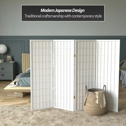 4 ft. Short Window Pane Shoji Screen - White - 4 Panels - color: White, size: 4 Panels