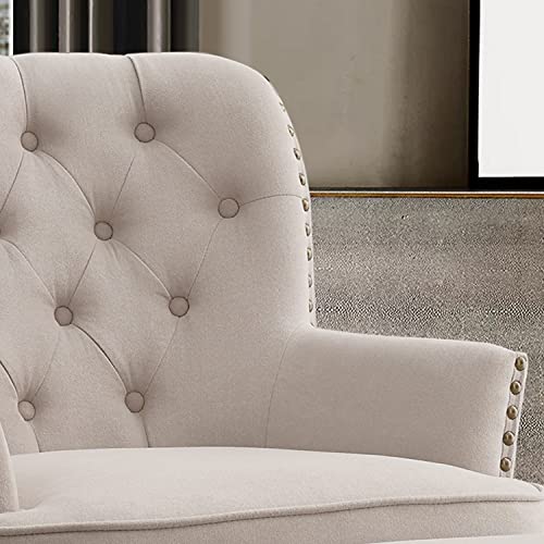 Rosevera Hardy Home Office Chair with Height Adjustability and Button Tufting, Large, Beige - color: Beige