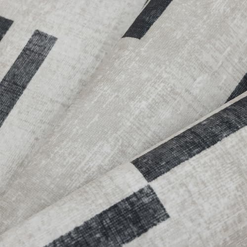 Machine Washable Area Rug Runner - Living Room Bedroom Bathroom Kitchen Entryway Office -Non-Slip Baking Low Pile Stain Resistant Premium - Modern Geometric Loki-Beige & Black 2'6" x 6' - color: Loki - Beige Black, size: 2'6" x 6' (Rectangular)