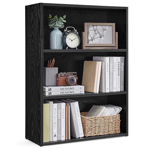 VASAGLE CUSTOS Collection - Bookshelf, 3-Tier Bookcase, Book Shelf, Open Storage Shelf, 9.4 x 23.6 x 32 Inches, for Living Room, Home Office, Dinning Room, Ebony Black ULBC163T56 - color: Ebony Black, size: 3 Tiers (23.6"W), style: 1 Pack