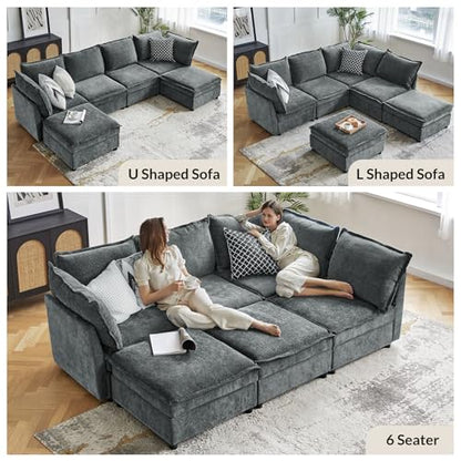 HULALA HOME Backrest Cushion for Sectional Sofa Couch, Grey - color: Grey, size: Backrest Cushion