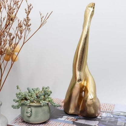 Gold Legs Statue, Resin Abstract Art Legs Ornament, Yoga Woman Decor Sculpture, Modern Aesthetic Figurine Decoration, Suitable for Home Living Room Bedroom Office Shelf Table Desk Bookshelf Decor