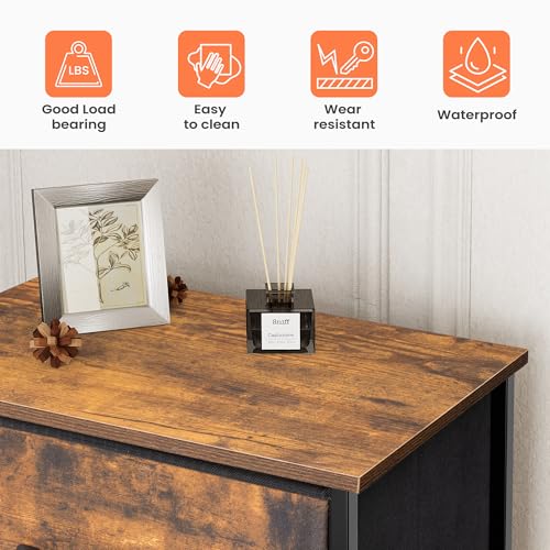 Tall Dresser Vertical Fabric Storage Tower, 5 Drawers (Rustic Brown) | Sturdy Steel Frame, Wood Top and Easy Pull Handle, Space-saving Organizer for Clothes, Bedroom, Hallway, Entryway, Closets - color: Rustic Brown, style: Narrow