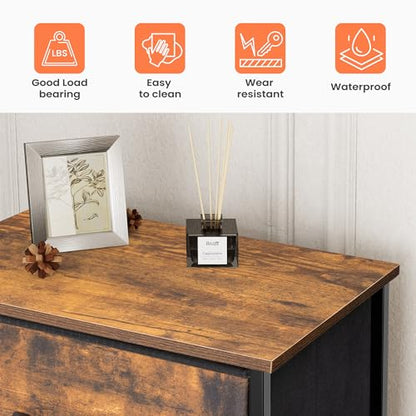Tall Dresser Vertical Fabric Storage Tower, 5 Drawers (Rustic Brown) | Sturdy Steel Frame, Wood Top and Easy Pull Handle, Space-saving Organizer for Clothes, Bedroom, Hallway, Entryway, Closets - color: Rustic Brown, style: Narrow