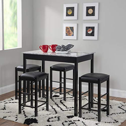 Space Saving Design, Black Finish, Faux Leather Seats, 36 Inch Counter Height Table - color: Black