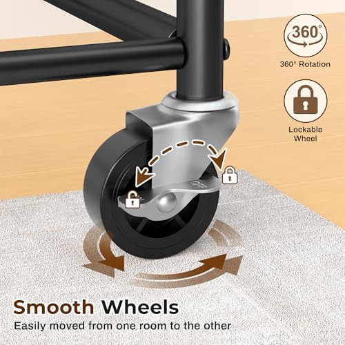 MISSLO Small Clothes Racks for Hanging Clothes and Double Rod Garment Rack with Wheels, 2 Pack