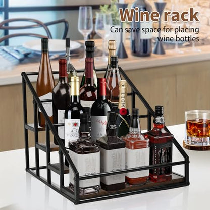 YQBRAO 2-Pack 4-Tier Coffee Syrup Organizer, 32-Bottle Total, Brown | Two racks hold up to 32 bottles total with stepped visibility for large coffee bars, kitchens, and beverage stations. - size: 4 Tier 16 Bottle Syrup Rack - 2 Pack