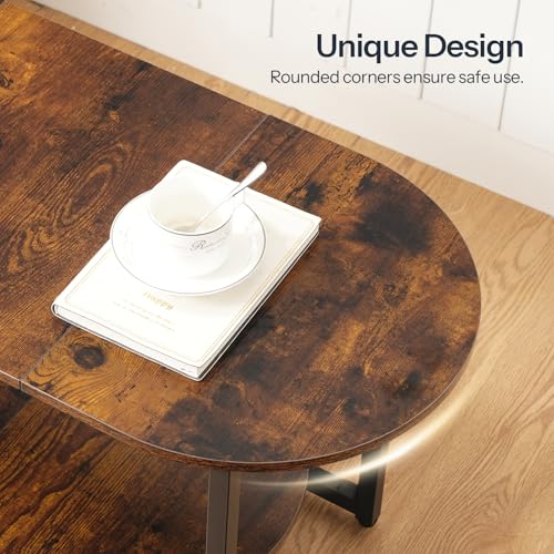 HOOBRO Coffee Table for Living Room, Oval Small Coffee Table with 2-Tier Open Storage Shelf, Industrial Cocktail Tea Table, Wooden Desktop Center Table, Farmhouse, Home Office, Rustic Brown BF09KF01 - color: Rustic Brown