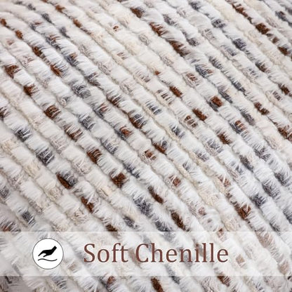 LUOYEHK Boho Throw Pillow Covers 12x20 Inch Set of 2 Farmhouse Neutral Pillow Covers Chenille Tufted Pillowcase for Couch Sofa Bed Living Room, Brown White - color: Brown White, size: 20" x 12" (Pack of 2)