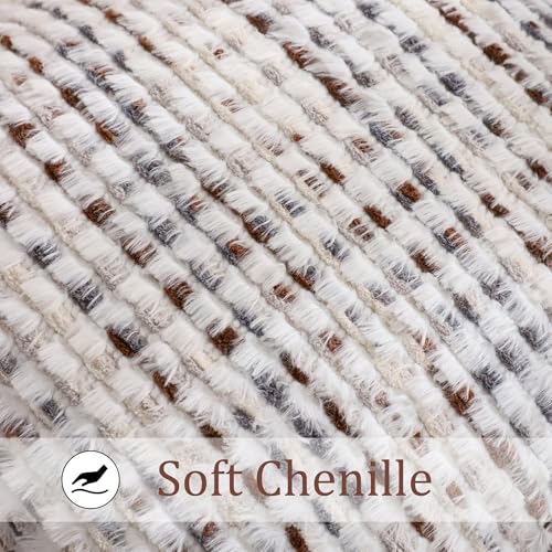 LUOYEHK Boho Throw Pillow Covers 18x18 Inch Set of 2 Farmhouse Neutral Pillow Covers Chenille Tufted Pillowcase for Couch Sofa Bed Living Room, Brown White - color: Brown White, size: 18" x 18" (Pack of 2)
