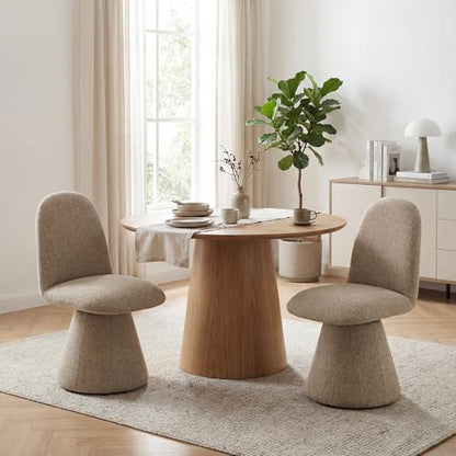 DUOMAY 360° Swivel Dining Chairs Set of 2, Mid Century Modern High Back Linen Upholstered Dining Room Chairs Kitchen Chairs, Armless Chair for Living Room Bedroom Reading, Khaki - color: Khaki, size: set of 2