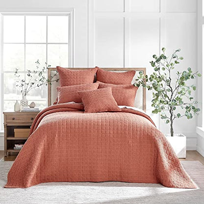 Levtex Home Mills Waffle Twin Bedspread Set (84x104in) with 1 Pillow Sham (26x20in) - Adobe - 100% Cotton Twin Size Bedspread Set - Lightweight, Soft, Pre-Washed - color: Adobe, size: Twin Bedspread