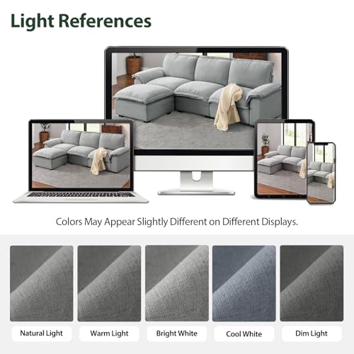 HALLYBEE Cloud Couch Sectional Modular Sofa for Living Room Grey | Modular Sectional Cloud Couch with Movable Ottoman, L-Shaped, 3-Seater, Chenille Fabric, Removable Cushion Covers, Apartment - color: Cloud Grey