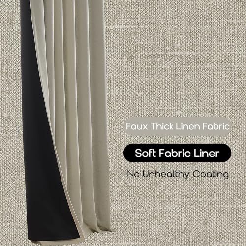 Greige Neutral Linen Blackout Curtains - Thermal Insulated Thick Lined Drapes 84 Inch Length 2 Panels Set - color: Greige/Warm Grey, size: 50"W x 84"L (Pack of 2)