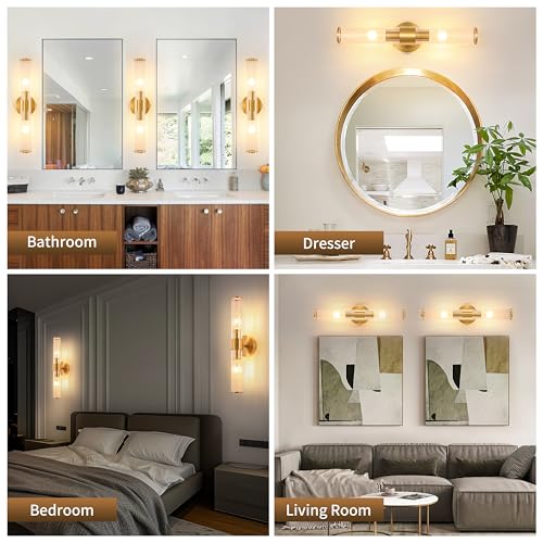 Morauroral Brushed Gold Battery Operated Wall Sconce, Dimmable Rechargeable Wall Light with Remote, Touch Control, Modern LED Wireless Sconce for Living Room, Bedroom, 20 Inch - color: Brushed Gold（1 Pack）
