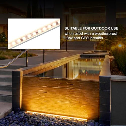 Maxxima 24 in. Hardwired LED Under Cabinet Strip Light, 920 Lumens, 3000K | Warm White, Kitchen and Living Room 120V White Cove Lighting, No Power Supply Needed - size: 24 Inch